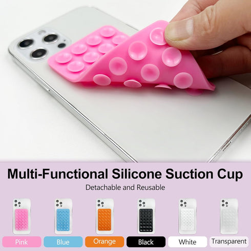 Zoolinn 6 PCS Multi-Colors Silicone Suction Cup Phone Holder, Non-Slip Sticky Phone Grip for Selfies, Hands-Free Use