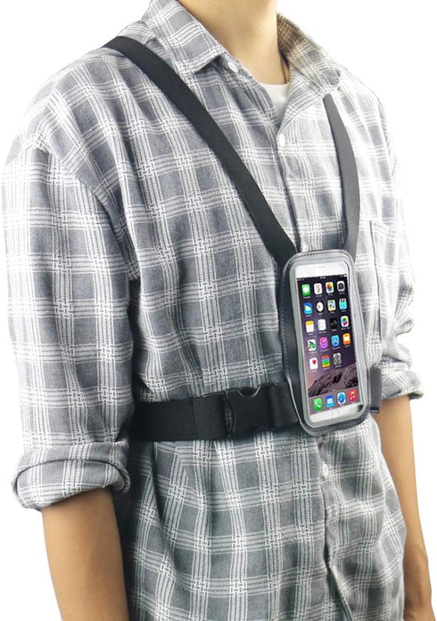 Smartphone Outdoor Chest Strap Mount + Waterproof Case Holder, Fits up to 5.5inch Mobile Phones for Outdoor Activities