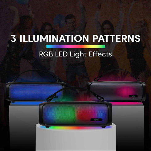 Tyler MP3 Wireless Bluetooth Speaker RGB Lighting Long Range Rechargeable Boombox USB AUX Inputs Fm Radio Sound & Bass