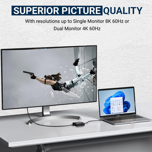 uptab USB C to DisplayPort Dual Monitor Adapter Hub - Dual 4K 60Hz Multi Monitors Splitter for Windows PC and macOS