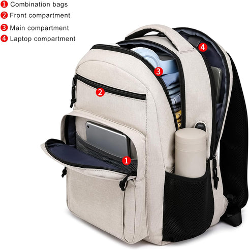 School Backpacks for Teens, Laptop Backpack with USB Charging Port, 15.6 Inch Water Resistant Mochila for Work, College
