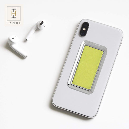 HANDL New York Yellow Glitter HANDLstick Silver Glitter Grip and Stand for Smartphone
