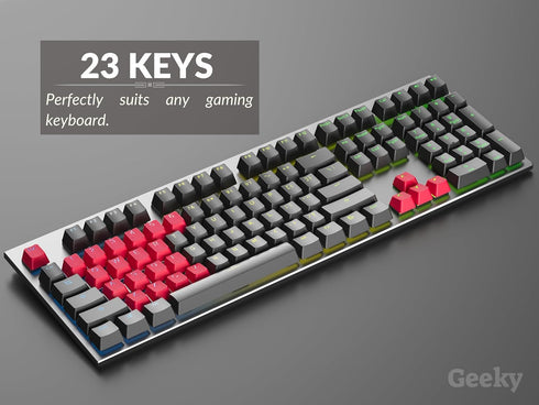 Rubberized Keycap Set, Double Shot Translucent, ABS + TPR, OEM Profile for Mechanical Gaming Keyboard, Red, 23 Keys