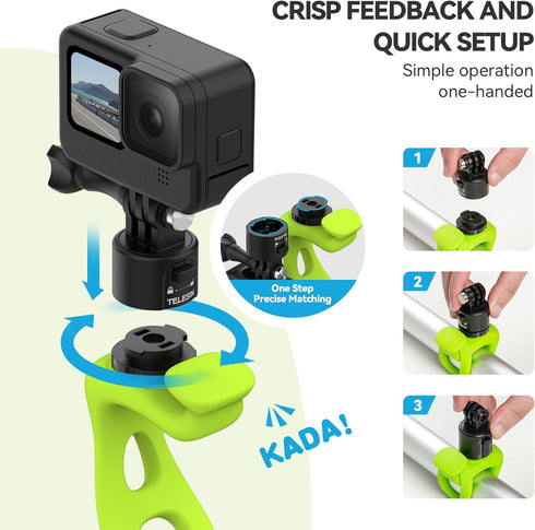 TELESIN S2 Camera 360 Flexible Mount Band Wrap for Hero 12 11 10 9 8 7, Insta360 X3 X4, DJI Action 4