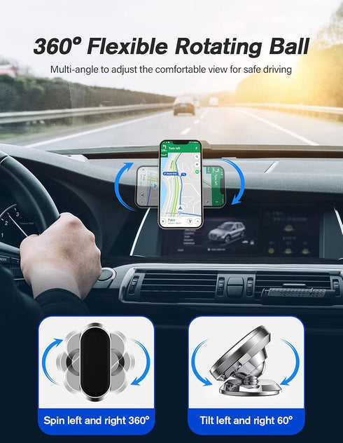 2 Pack Magnetic Phone Holder for Car - Upgrade Magnet with 360 Rotation, Compatible with All Smartphones, Dashboard