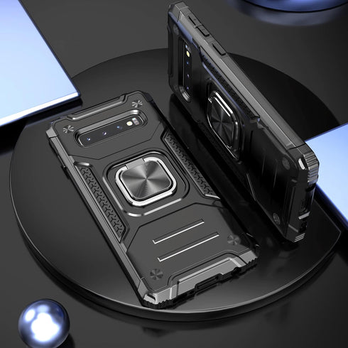 for Galaxy S10 Plus Case - Hybrid Drop Test Cover with Car Mount Kickstand Slim Fit Shockproof Protective Case