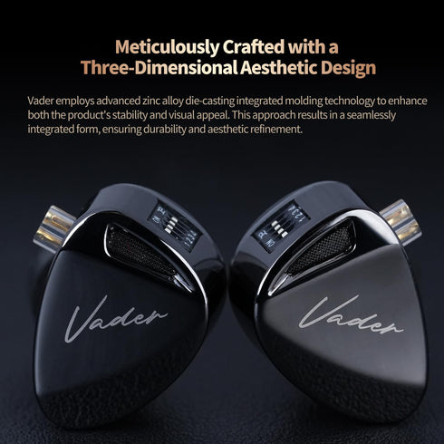 KZ Vader Triple Driver in-Ear Monitor Music Earphone - HIFI IEM with 4 Tuning Levels, Wired Sport Earbud