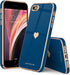 Teageo Cute Love-Heart Luxury Bling Case for iPhone SE 2020, iPhone 7, iPhone 8, Royal Blue