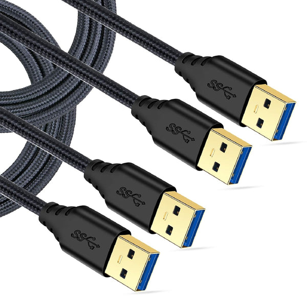 USB 3.0 Cable Male to Male, 2-Pack Braided 6ft USB to USB