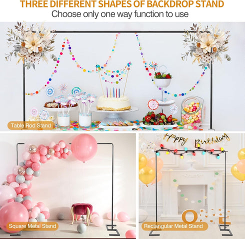 8.2FT 2 Square Wedding Arch,Metal Arch Backdrop Stand Heavy Duty Adjustable,Extra Clamp Change Over The Table Rod