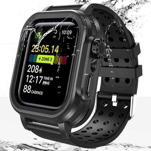 Hensinple Waterproof Case for Apple Watch Band 45mm Series 8/7 with Built-in Screen Protector, IP68 360 Full Protective