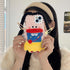 Cute Kawaii 3D Cartoon iPhone 14 Case - Plush, Furry, Shockproof, Winter Warm, DIY Hair Braids for Women & Girls (Snow