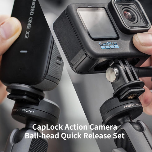 PGYTECH CapLock Action Camera Ball-Head Quick Release Set Compatible with OSMO Action 4/3, Gopro Hero 12/11/10, Action Cameras and Smartphones