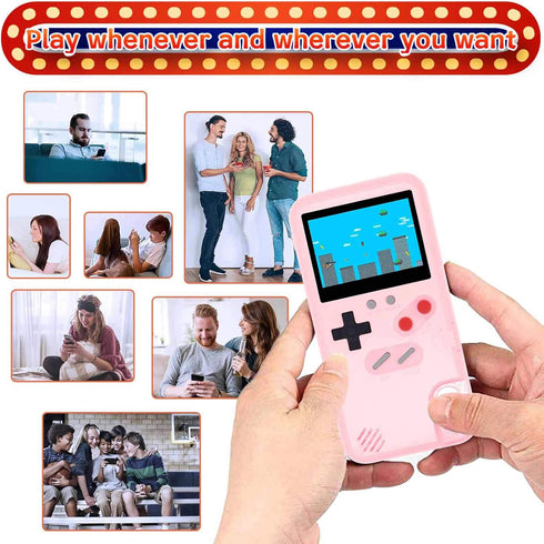 LucBuy Game Console Case for iPhone Xs MAX, Retro Protective Cover with 36 Small Games, Pink