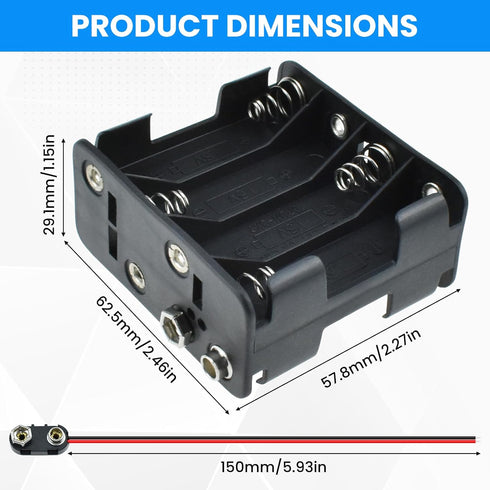 SDTC Tech 2-Set 8X 1.5V AA Battery Holder and I Type Snap Connector Kit, 12 Volt Plastic Battery Case Box