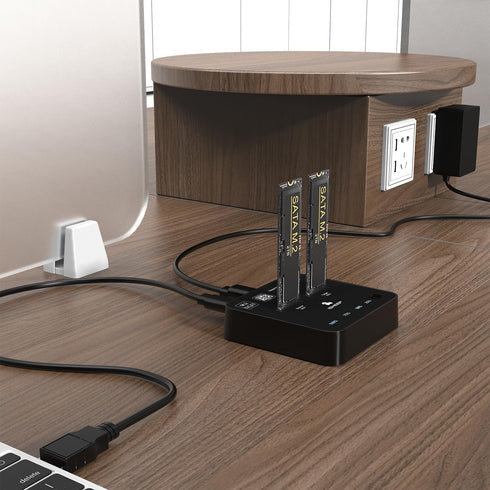 isheep M.2 3.1 (5Gbps) SATA SSD Docking Station, USB Offline Cloner & Duplicator, One-Button Backup, Tool-Free Plug
