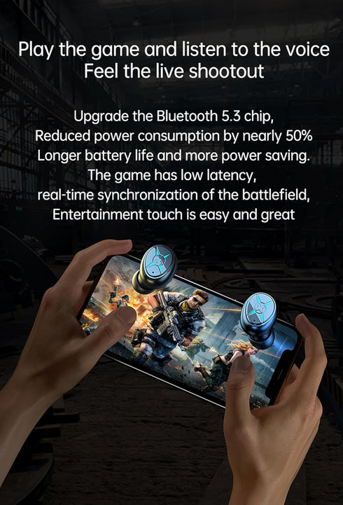 True Wireless Earbuds Model 45, 2024 Bluetooth 5.3 Waterproof Earbuds with Touch Control, Built-in Mic, IP7 Display