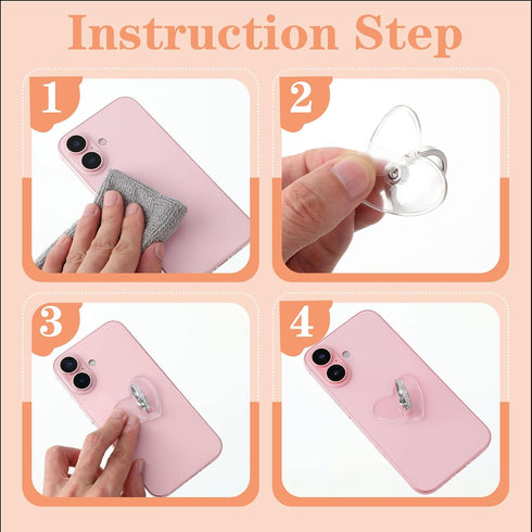 HJZHII 4PCS Setting 360 180 Transparent Phone Ring Holder, Adjustable Diamond Phone Case Ring Holder Grip Degree