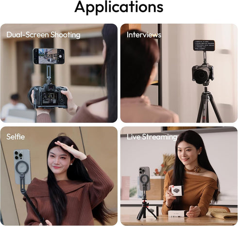 ULANZI MA07 1/4" 17/16/15/14/13/12 Magnetic Phone Tripod Mount for Magsafe, Aluminum Camera Phone Mount with Screw