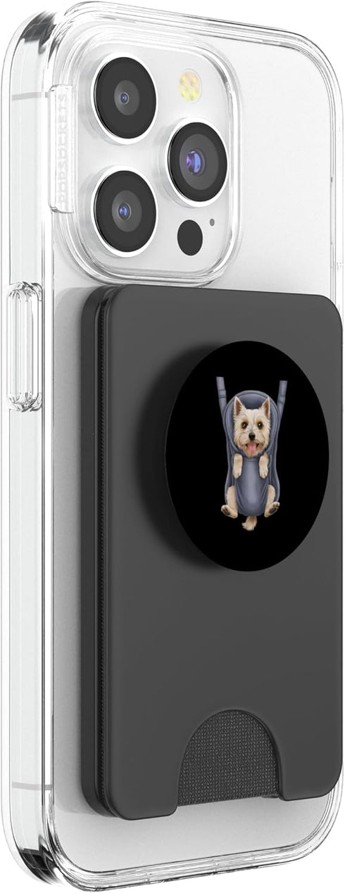 Yorkshire Terrier Puppy Lover PS Funny Yorkshire Terrier Puppy In A Baby Carrier. Dog Lover PopSockets PopWallet