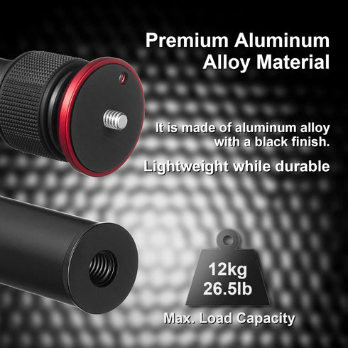 MINIFOCUS Tripod Extension, 2 Section Center Columns, 23.4" Alloy Aluminum Tripod Extender Tube with 1/4" 3/8" Screw