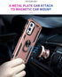 Military Grade Shockproof Case for Oneplus 9 5G, Armor Heavy Duty with 360 Metal Rotating Ring Kickstand (Rose Gold)