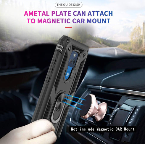 LeYi Moto G Play 2021 Case with 2 Pack Tempered Glass Screen Protector, Military-Grade Protective Cover with Kickstand