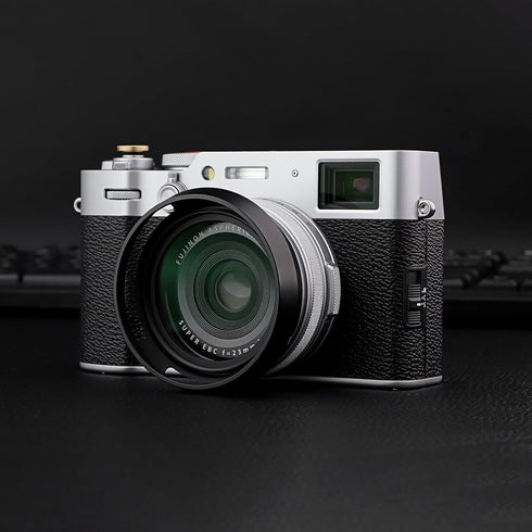 Haoge LH-X53B 3in1 Lens Hood with Adapter Ring with Cap Set for Fujifilm X100VI Fuji FinePix X70 X100 X100S X100T X100F X100V Camera Black replaces Fujifilm LH-X100
