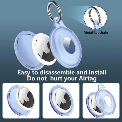 4 Pack IPX8 Waterproof AirTag Keychain Holder Case, Soft Full-Body Shockproof for Luggage, Keys, Dog Collar