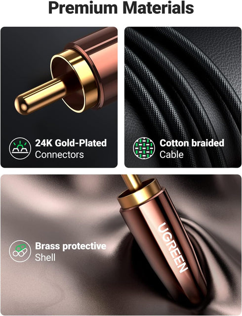 UGREEN MFi Certified Lightning to RCA Cable, 3FT, for iPhone 13 Mini Pro Max, iPad, Hi-Fi Stereo Audio Connector.