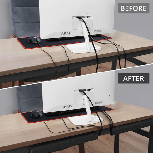 Cable Management Under Desk (31.5in J Channel 2x15.7in) Self Adhesive Cable Raceways Cable Channel, Easy to Install Cord Cover Cable Hider Desk Cord Organizer Electrical Cord Management Black