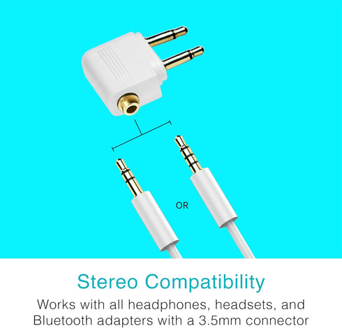 MEE audio Airplane Headphone Adapter for in-Flight Entertainment Systems, Dual 3.5mm Male to Female (2 Pack)