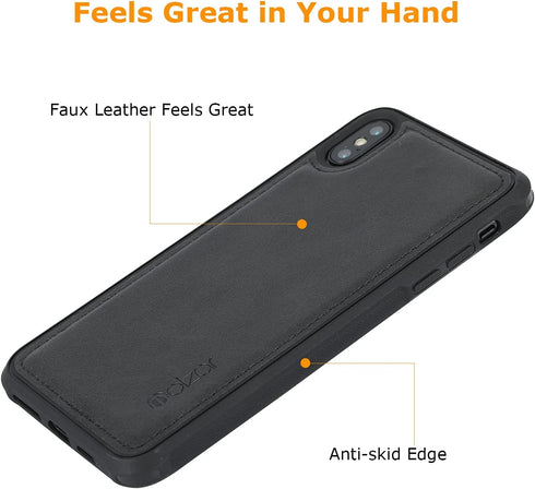 molzar MAG Series Case for iPhone Xs Max, Built-in Metal Plate for Magnetic Mount, Black