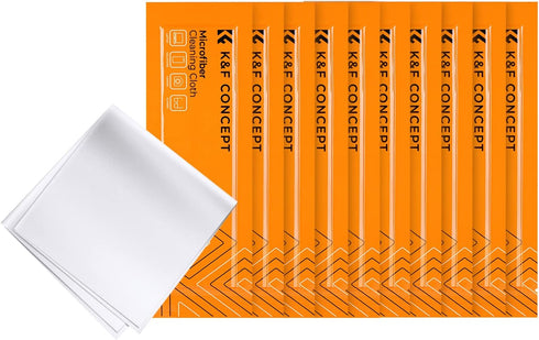 K&F Concept Microfiber Cloths for Camera Lens Washable 10-Pack 6x6in Vacuum Wrapped Lint Free Cleaning Cloth.