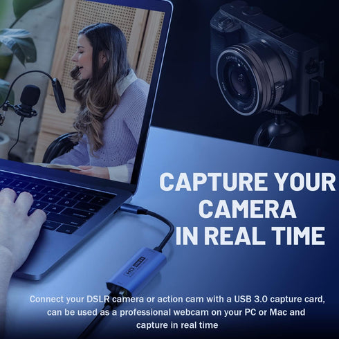 Guermok USB3.0 2K@30FPS 1080P@60FPS, 3, PS5/4, Video Capture Card, HDMI to USB-C Capture Device, Stream & Record at