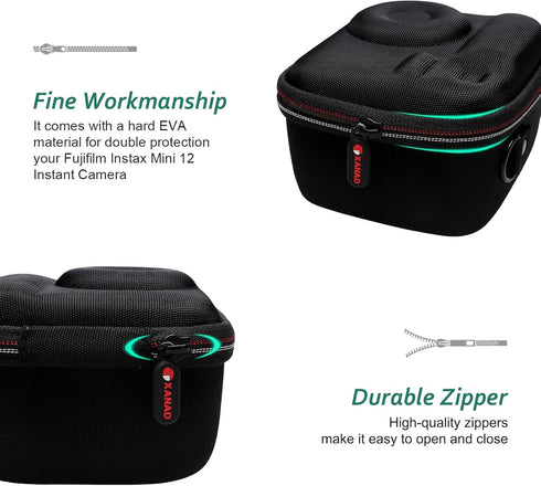 XANAD Grey Case for Fujifilm Instax Mini 12/11/10/9/8/7 Instant Camera, Storage Protective Carrying Bag with Shoulder