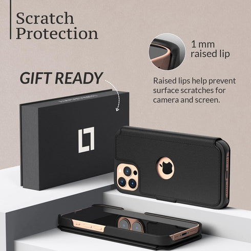 Compatible iPhone 11 Pro Max Wallet Case, Slim Flip Case with Credit Card Holder for Women & Men - Black