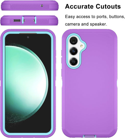 for Samsung Galaxy S23 FE 5G Case, Triple Layer Heavy Duty Armor Rugged Shockproof Protection, Purple