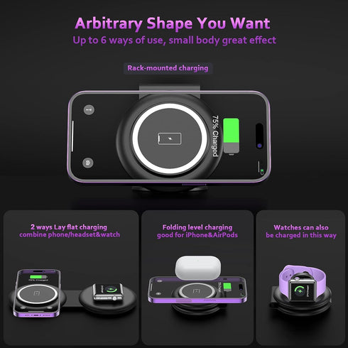 UCOMX Nano Mini Magnetic 2 in 1 Wireless Charger, Traveler Wireless Folding Charging Station for iPhone 12/13/14/15/16