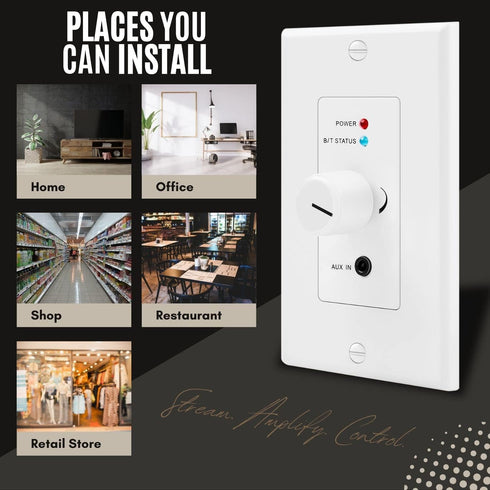 TNP Wireless Bluetooth Audio Receiver Wall Plate Mount, BT 5.0 aptX Music Streaming Adapter for 4 Speakers