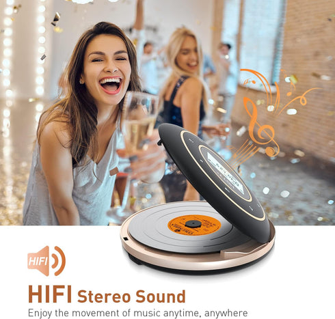 HOTT C105 CD Player Portable Anti-Shock Personal Portable CD Player with Headphones USB AUX Output for Car Travel Home