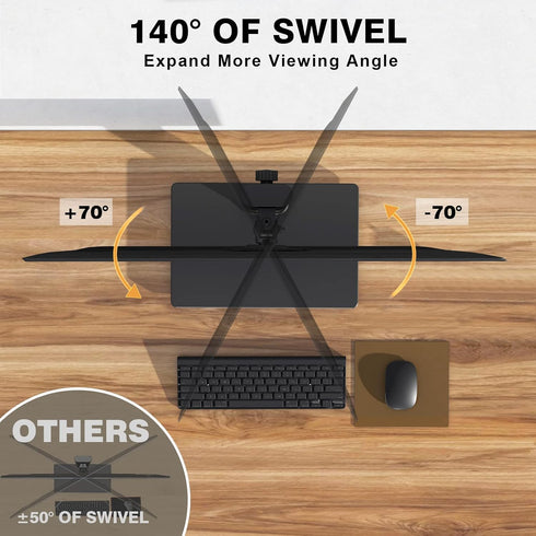 Single Monitor Stand VESA Mount for 13-32 Inch Screens, Free-Standing Riser with Swivel Tilt Rotation
