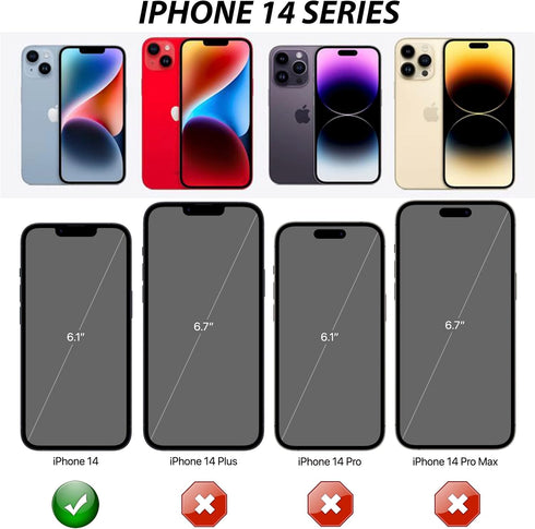 WallSkiN Case for iPhone 14 (6.1") with Camera & Screen Protectors, Heavy Duty Military Grade Drop Protection
