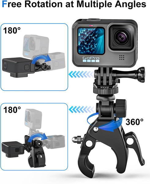 Easy-Mounted Gun/Rod/Bow Camera Clamp with 1/4 Thread for GoPro Hero Series, Hunting Camera Accessory