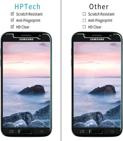HPTech Galaxy S7 Screen Protector (2-Pack) - Tempered Glass Film for Samsung Galaxy S7, Easy Install, Bubble Free