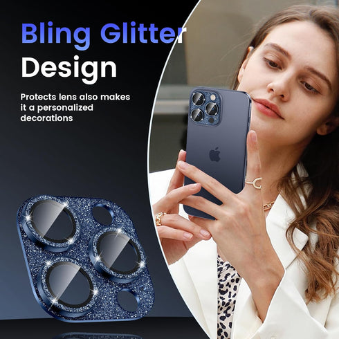 Tensea for iPhone 15 Pro/iPhone 15 Pro Max Camera Lens Protector, Bling Tempered Glass Cover Camera Screen Protector with Metal Ring Protector, Case Friendly for iPhone 15 Pro/15 ProMax 2023