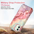 Btscase iPhone 12 Case: Heavy Duty Three Layer Marble Shockproof Rugged Hard PC + Soft TPU Bumper Cover - Rose Gold