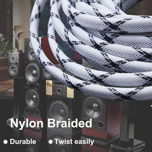12AWG Speaker Cable (3 Feet), 1 Pack Premium Heavy Duty Braided Speaker Wire with Dual Gold Plated Banana Plug, In-Wall