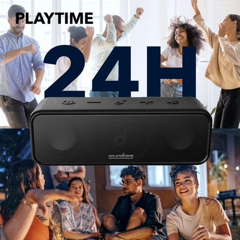 Soundcore Anker 3 Portable Bluetooth Speaker, Wireless, IPX7 Waterproof, 24H Playtime, Custom EQ App for Home Outdoor
