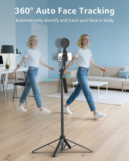 Acer 64", 360Rotating Gadget Auto Face Tracking Tripod for iPhone/Cell Phone/Android/Camera with Light and Remote, No